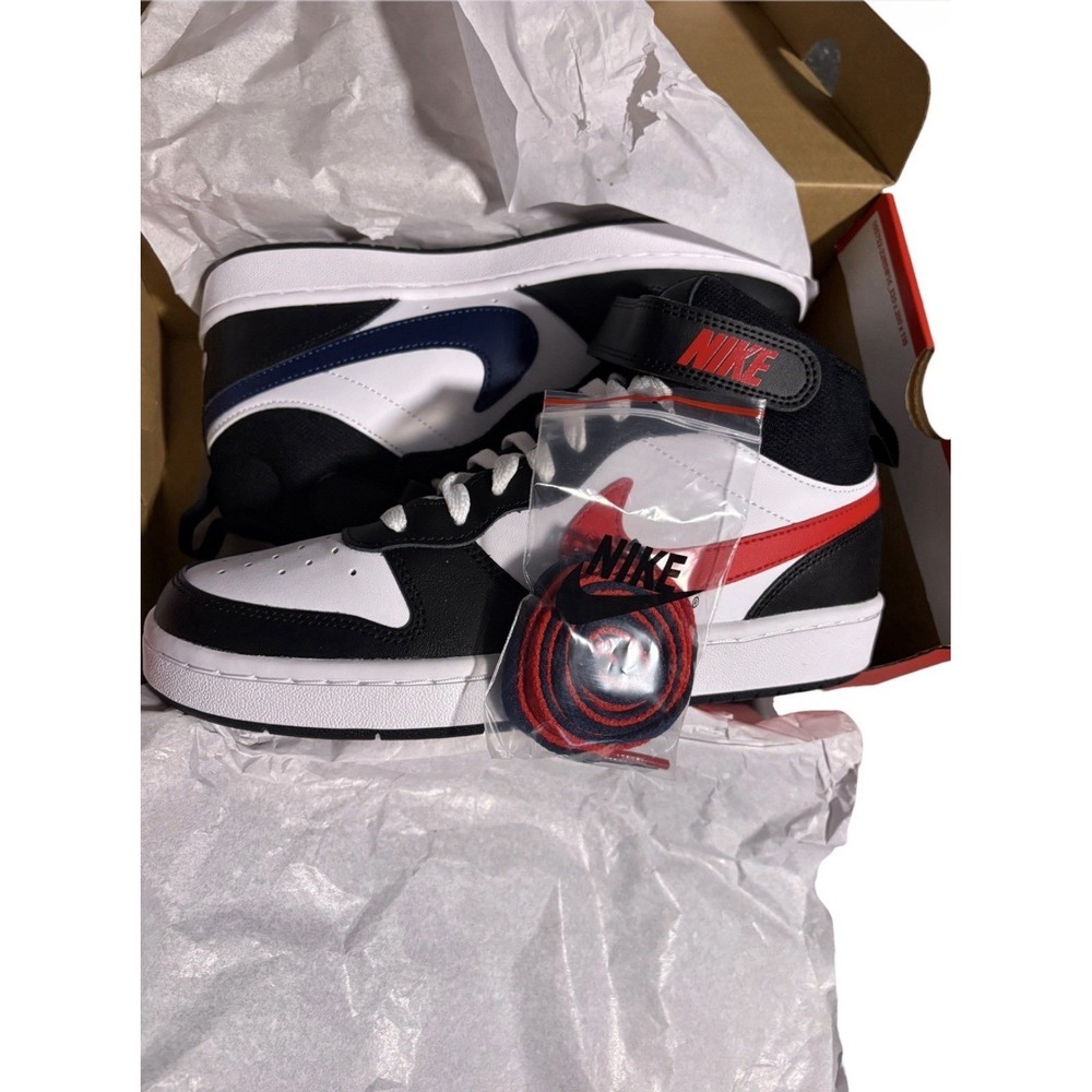 Nike Court Borough Mid 2 BG White University Red Black Blue Size 6Y DO5889 161 - Picture 2 of 10